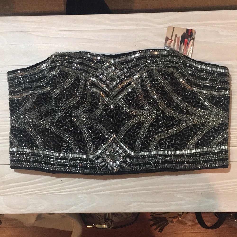 BEAUTIFUL ! Velvet beaded bustier top .